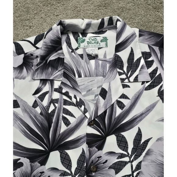Vintage Two Palms Hawaiian Shirt Mens 2XL Purple Ivory Floral Button Up Rayon - Picture 7 of 13
